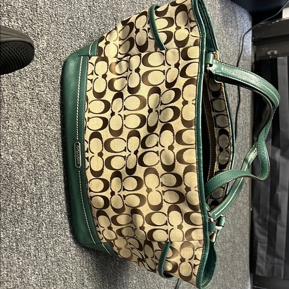 Coach Signature Canvas Tote Bag - Green and Brown - Picture 1 of 3